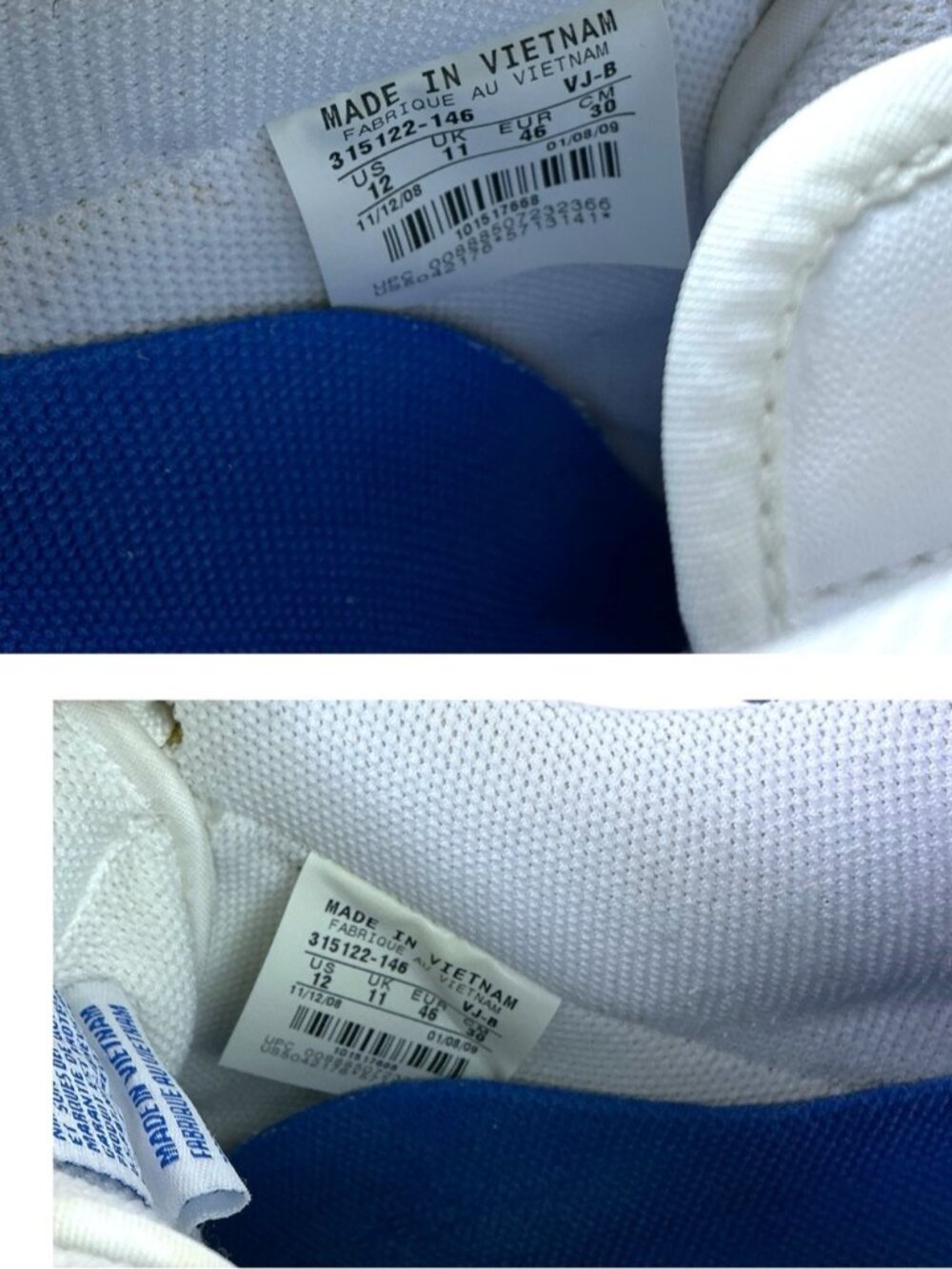 Nike Air Force 1 sneakers Vintage 2008 Leather Low Top white blue Men Size 12 - Picture 7 of 16